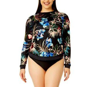 Hurley L Swimwear Long Sleeve Sun Shirt Rashguard Swimsuit Top Tropical Dream